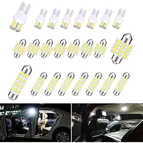 ZKFAR 24 Pack Dome Light LED Car Bulb Kit Set, T10 31 mm 42 mm Festoon Bulbs, Interior Car Lights Bulbs, LED Replacement Bulbs for Car Dome Map Door Courtesy License Plate Lights (White) Cover
