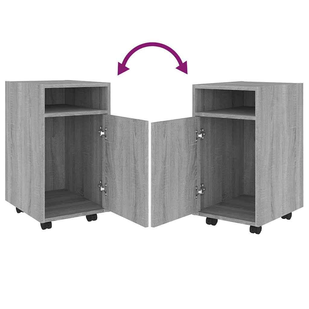 Armadietto con ruote, 33 x 38 x 60 cm, credenza in legno Sonoma, comò con 2 scomparti, per ufficio e soggiorno