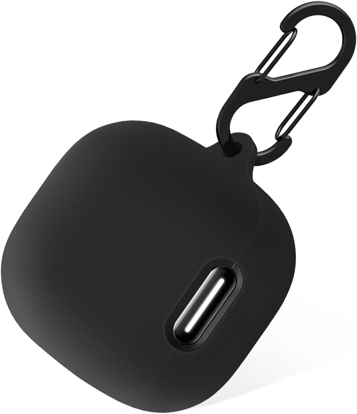 Soft Silicone Case Compatible with Anker Soundcore Liberty 4 NC - Protective Cover with Keychain (Black)