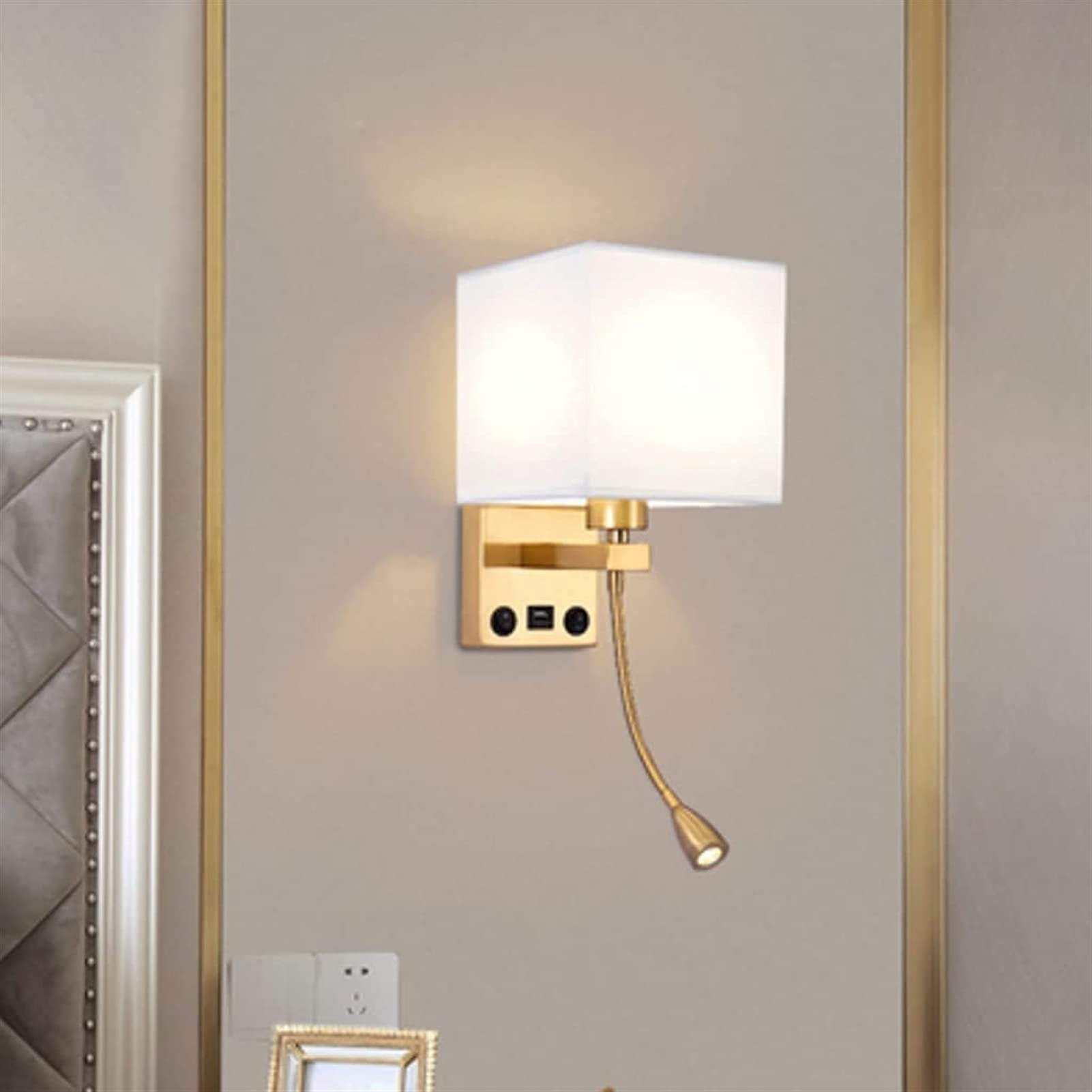 Applique Da Parete In Tessuto Applique Da Comodino Con Porta Di Ricarica USB Perfette Per La Camera Da Letto Soggiorno Lampada Da Parete Dell'hotel Con Faretto Da Lettura A LED