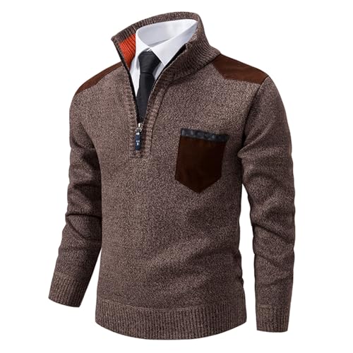 Men Long Sleeve Sweater Casual Business Basic Quarter Zipper Sweaters Fall Winter Warm Turtleneck Slim Clothes Tops