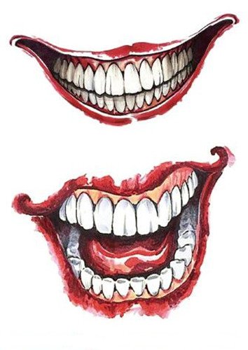 SanerLian Set of 2 Waterproof Temporary Fake Tattoo Stickers Cool Sexy Horror Joker Face Halloween