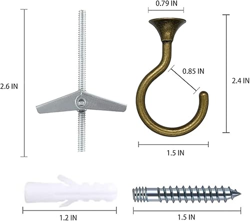 Miniatura 3 de 2 juegos de gancho de techo grande con accesorios para colgar plantas, techo, fácil instalación, cavidad, pared, pared seca, interior y exterior