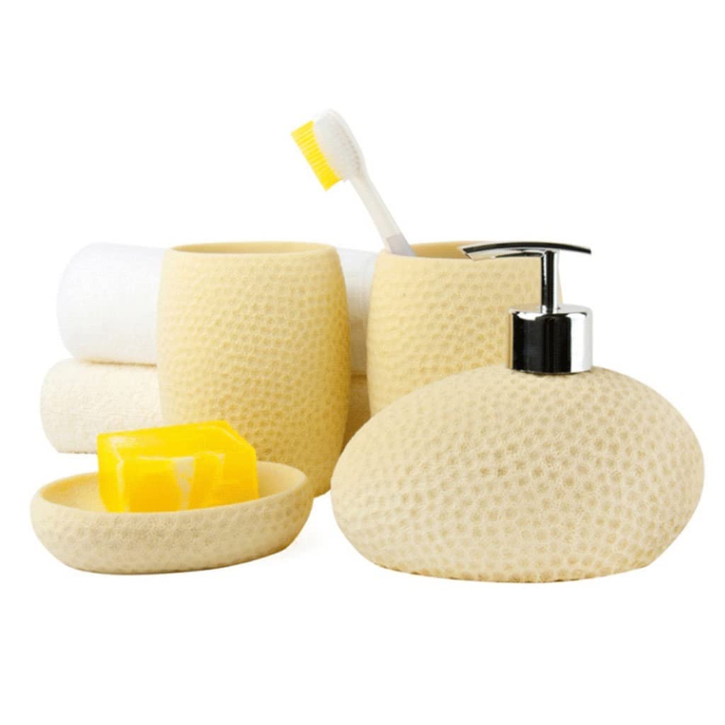 Dispensador de jabón, dispensador de loción de Resina para el hogar, Juego de 4 Piezas de Accesorios de baño, Linda Botella de Bomba de baño 50ml/15.2oz