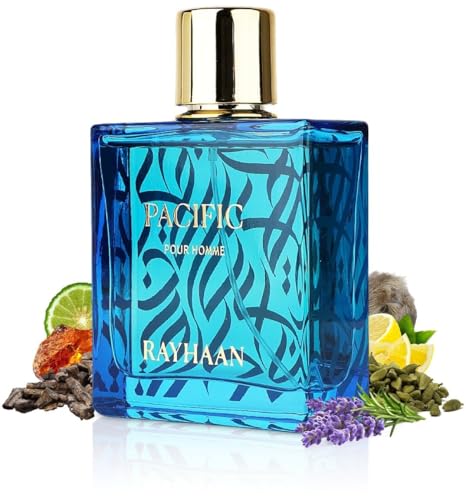 Image of Rayhaan Pacific Aqua Collection Pacific Aura 100ml Eau de Parfum for Men - Refreshing Citrus Herbal Summer Scent
