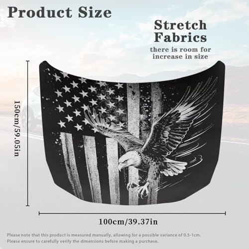 Image of Renewold Car Hood Cover, Black Eagle American Flag, Party Holiday Camping Covers for Cars, Vehicle Hood Wrap Blanket, Women Men Automotive Exterior Accessories, for Outdoor Indoor