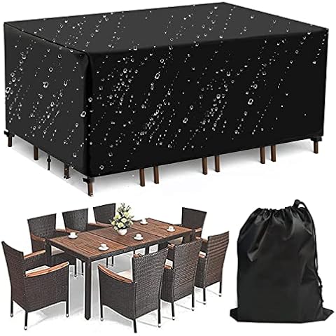 XZGm Outdoor Garden Furniture Cover Waterproof, UV Resistant 420D Heavy Duty Oxford Fabric for Outdoor Rectangular Sofa Table and Chairs, Black (213*132*74cm) Cover