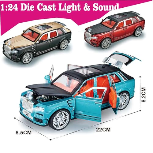 Image of 1:24 New Rolls Royce Cullinan Toy Car Diecast Metal Pull Back Car - 6 Openable Doors with Sound & Light | Luxury Toy Car & Gift for Kids 【Colors as Per Stock】
