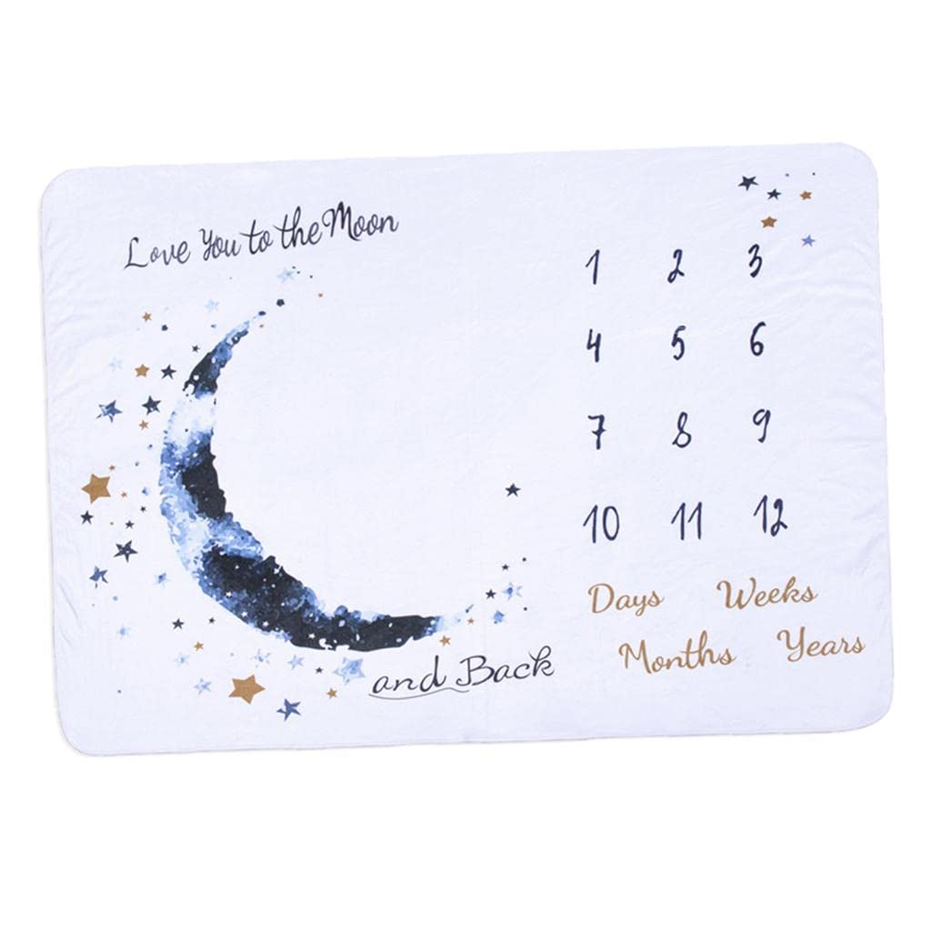Woodland Baby Monthly Milestone Blanket Moon Pattern - Soft Flannel Gender Neutral Nursery Decor for Newborn Boys & Girls - Growth Photography Prop - Style C