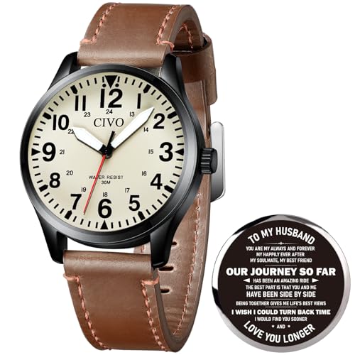 CIVO Armbanduhr Herren Analog Quarz: Für Outdoor Alltag und Reisen - Wasserdicht mit Lederarmband