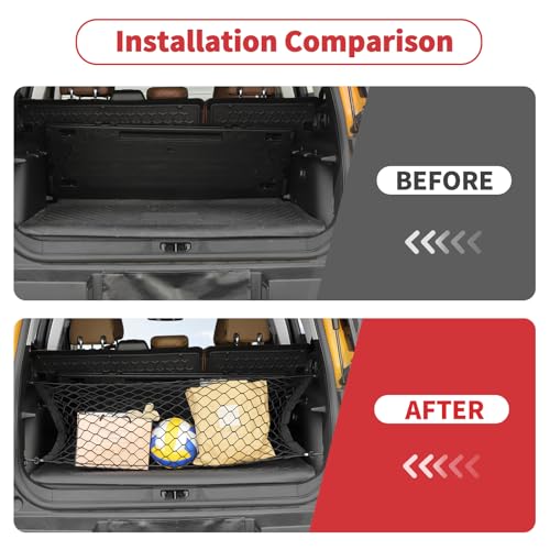 Linskip Trunk Organizer Net for 2021-2026 Ford Bronco Sport, Elastic Cargo Net with Hook for Bronco Sport Trunk Accessories(Black) by Linskip - Image 2