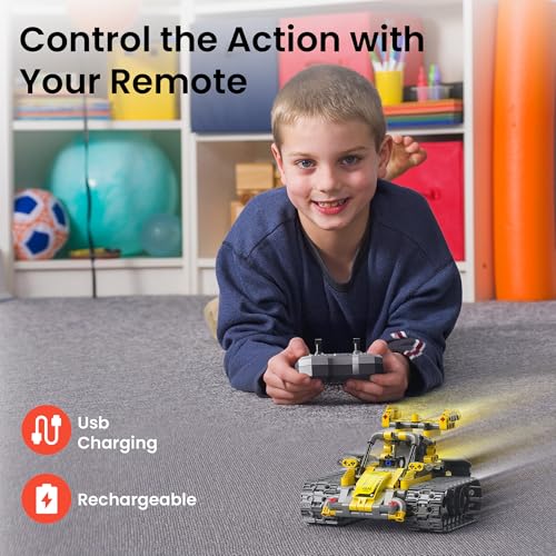Image of Mibido STEM Robot Building Kit Gift for Boys Ages 8-12 with Remote Control | Coding Robotic Toys, Birthday Presents for Kids, App-Controlled, Buildable 5-in-1 Models, Rechargeable Playset, 488 Pieces