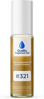 Quality Fragrance Oils' White Flowers Impression #321 | Long-Lasting Perfume Oil, Alcohol-Free, Strong Scent, 10ml Roll-On | Affordable Alternative to Designer Fragrances