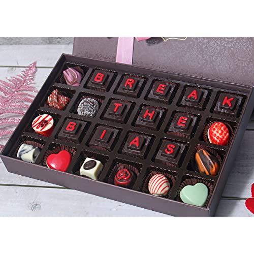 Image of Velevt Fine Chocolates Women's Day Gift Hamper with Greeting Card | 24 Assorted Dark & Milk Chocolates Gift Pack for Ladies, Mom, Wife, Employees
