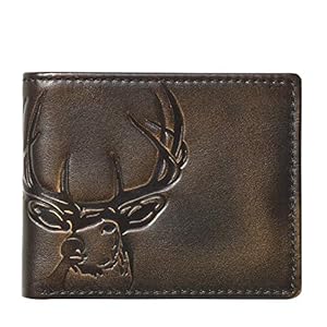 House of Jack Co. Deer Bifold Wallet for Men and Outdoorsmen with Two ID Windows, Camou Lining, Full Grain Cowhide Leather Wallet, Black