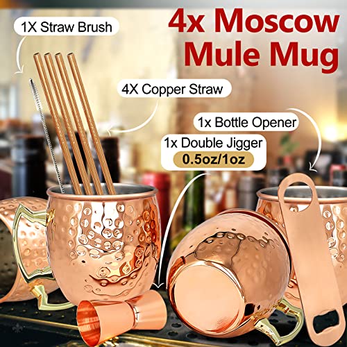 Moscow Mule Copper Mugs- Set Of 4 Copper Plated Stainless Steel Mug 18Oz, For Chilled Drinks (4 Pcs) #TOP1