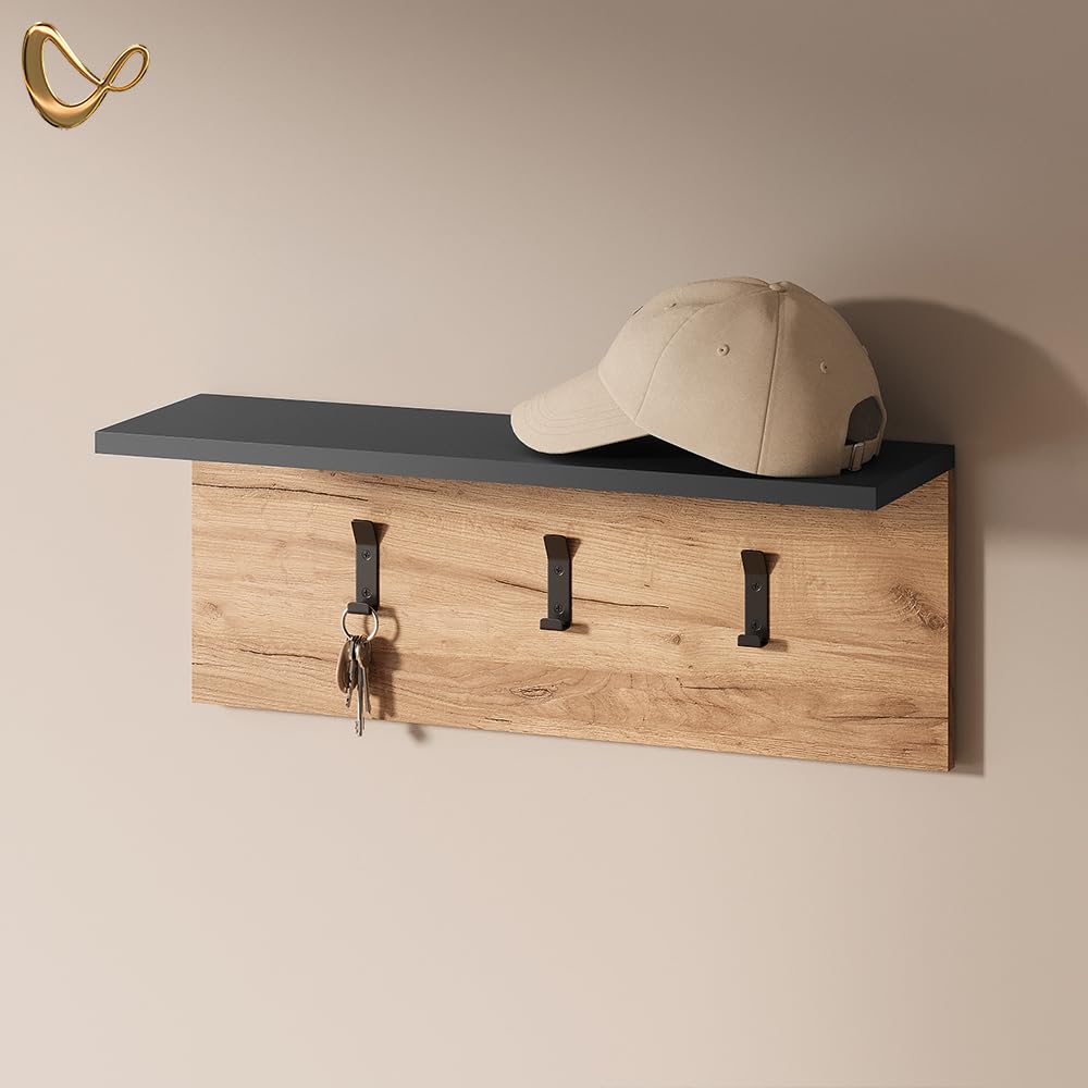 Livinity Appendiabiti da parete Ortello Antracite/Rovere dorato 60x21.6 cm