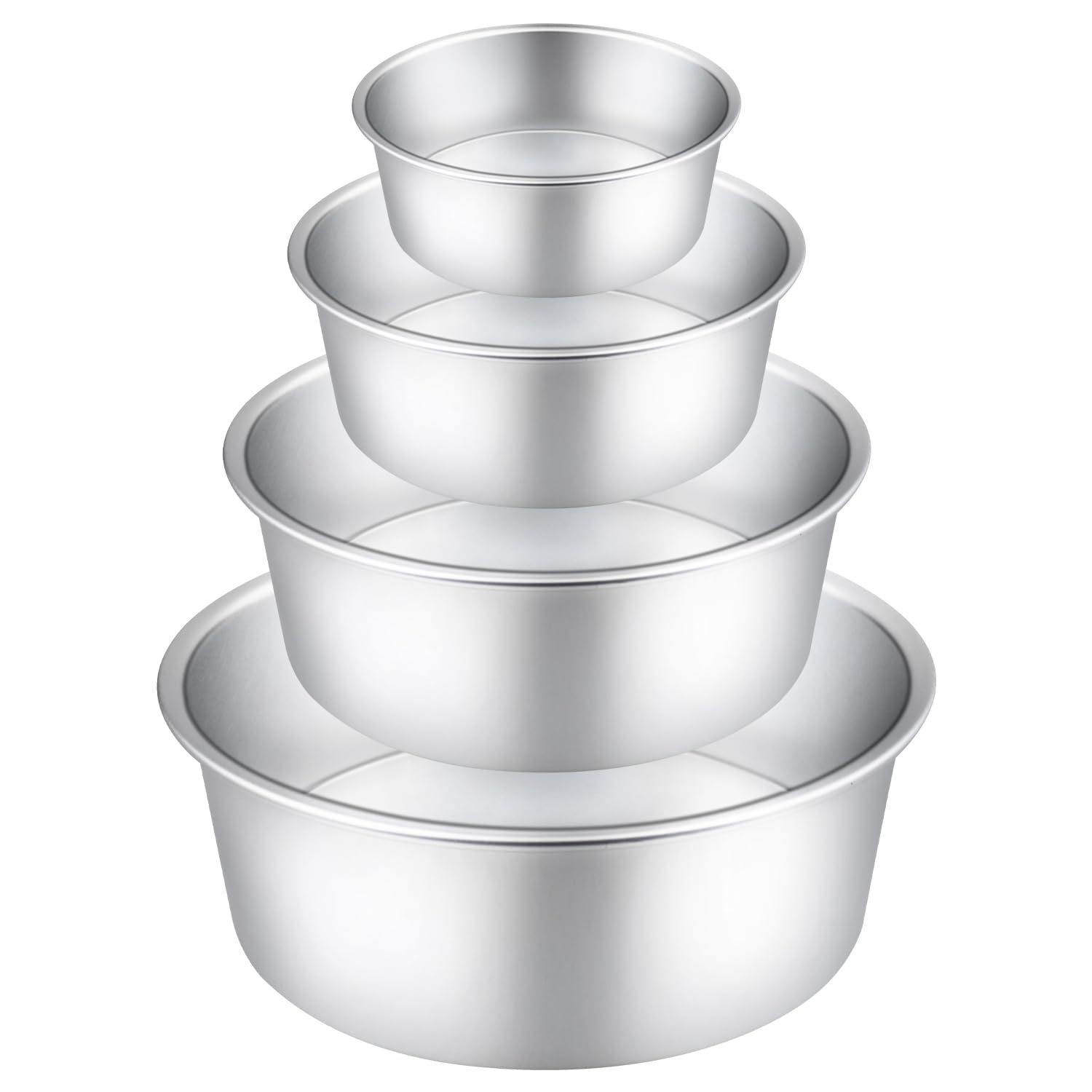Pack of 4 Round Cake Tins for Baking Non-Stick Aluminum Round Cake Pan with Removable Bottom for Wedding Birthday Christmas Party Cake Baking Sizes 4/6/8/10 inch