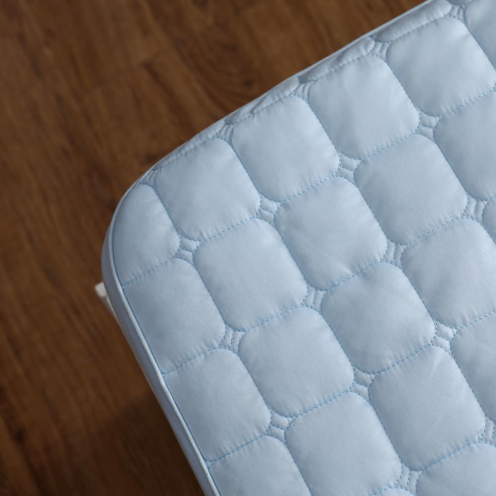 Quilted 100% Cotton Mattress Cover – 6 Colors, Machine Washable, Breathable & Stretchy, Fits up to 16-Inch Deep, Twin/Full/Queen/King (Blue, King)