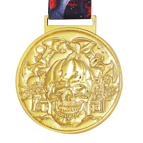 Abaokai Halloween Party Supplies - Golden Best Costume Skeleton Medals Adults Contest Awards Prizes, Skeleton Costume Contest Trophy Awards, Halloween Party Favors (2)