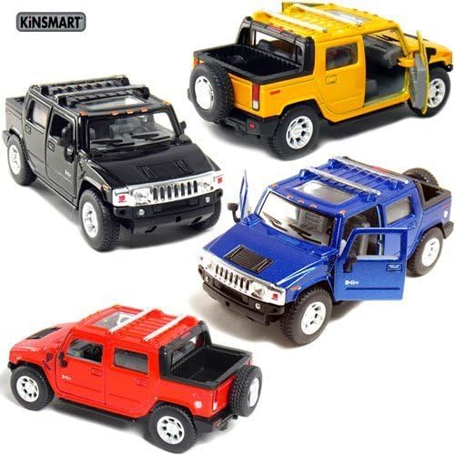 Set of 4: 5 2005 Hummer H2 SUT 1:40 Scale (Black/Blue/Red/Yellow)