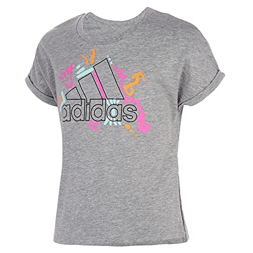 T-shirt fille adidas gris idéal pour le sport scolaire et les sorties de 8 à 15 ans