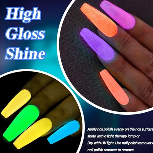 Set de vernis à ongles fluorescent longue tenue effet phosphorescent - 7