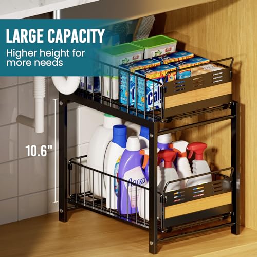 Image of TAILI Under Sink Organizer and Storage, 2 Tier Pull Out Cabinet Organizer Slide Out Sink Shelf for Kitchen Bathroom for Kitchen Bathroom Cabinet