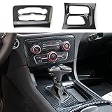 crosselec Carbon Fiber Central Control AC Switch Gear Shift Panel Cover Trim 2pcs for Dodge Charger 2015-2022