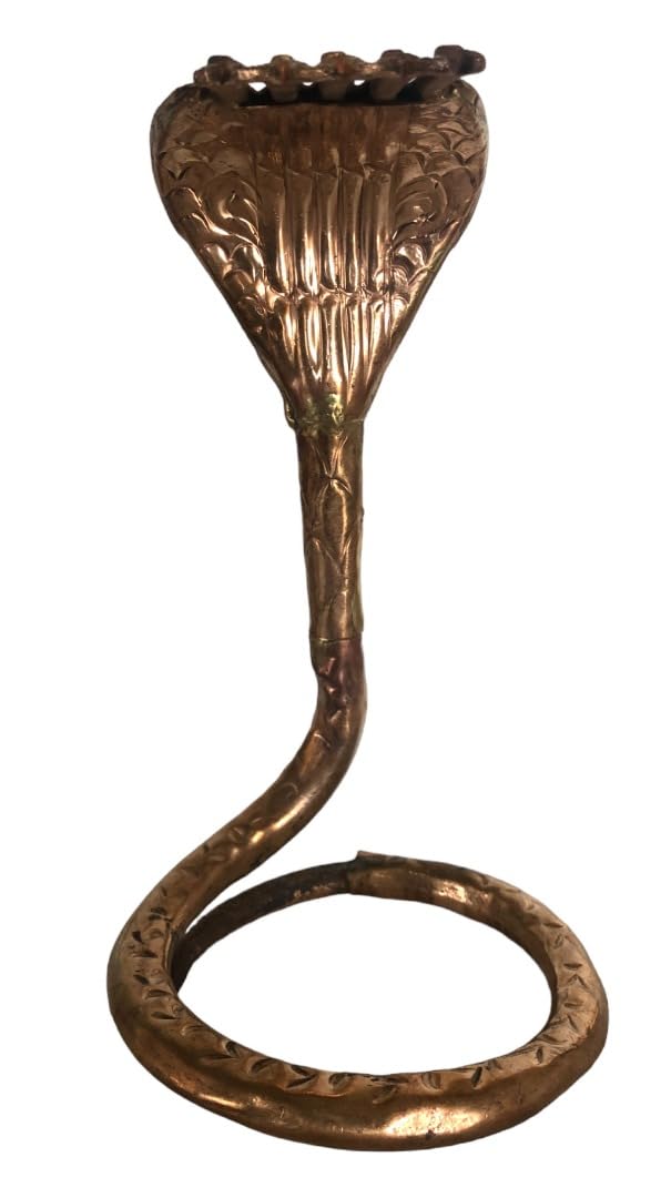 Terrapin Trading Reddish-Brown Hindu Naag Snake For Shiva Shivling Lingam Puja Pooja Diwali Holi Copper Nag 19Cm Tall Statue
