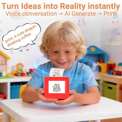Image of AI Voice Sticker Printer, 2.8 Inch Screen Voice Activated Thermal Printer with Color Pens and Printing Paper, for Study Note Diary and Scrapbook