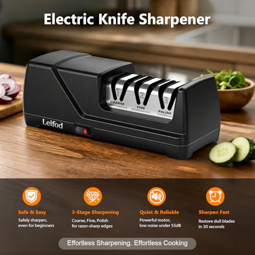 Leifod 3-Stage Electric Knife Sharpener with 15° Guide — view 2