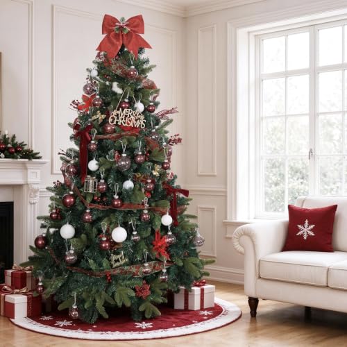 Wironlst Christmas Ball Ornaments Shatterproof Clear Large Plastic Hanging Ball Decorative Baubles Set with Stuffed Delicate Decorations (Multi-Siz, Burgundy) - image 6