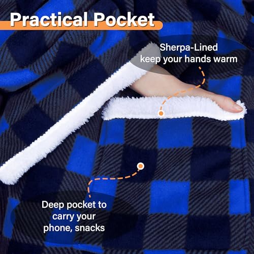 Image of Catalonia Sherpa Wearable Blanket with Sleeves and Pocket for Adults