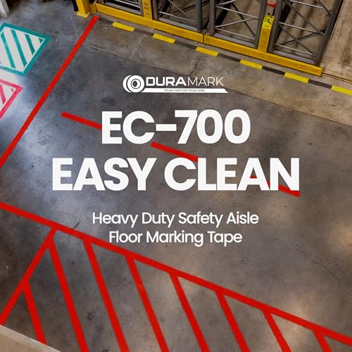 Image of DuraMark EC700 Floor Marking Tape for Concrete and Pavement | Industrial Marking Tape for Warehouses | Long-Lasting | High Durability, Red, 3 Inches by 36 Feet