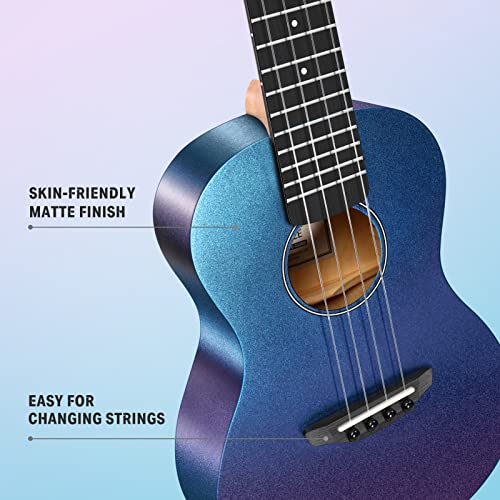 Image of Donner Concert Ukulele Beginner Set 23 Inch Ukelele Starter Bundle Kit with Free Online Lesson Gig Bag Strap String Tuner Felt Pick Cloth Gradient Blue DUC-230X U-Starter X Color