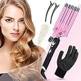【Alle Haartypen Geeignet】Lockenstab 5 fässer sind für alle haartypen geeignet und erzielen bei jeder haardicke, egal ob geschädigt, gefärbt, fein, mittel oder grob, wunderschöne ergebnisse. Ideal für das styling von langen, kurzen, feines, normales und dickes haar. Sie können Ihre unterschiedliche und einzigartige Frisur aufzeigen verschiedene anlässe.