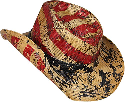 Image of MWS American Flag Straw Cowboy Hat, USA One Size
