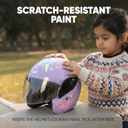 Image of TVS Moto Jr. Kids Helmet |Fun Glow in The Dark Graphics | Lightweight ISI Certified ABS Shell| Removable Cheek Pads | Ideal for Cycle Scooter Daily Ride Comfort & Protection