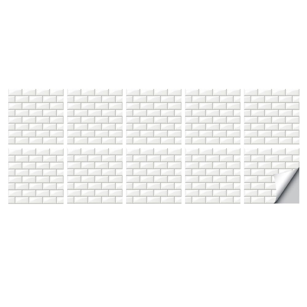 LMYSXAOZ Tile Stickers Stick on Tiles, Self Adhesive Wall Tiles for Bathroom Kitchen, Oil Proof DIY Peel and Floor Simple Marble (30x30cm,Brick Pattern)
