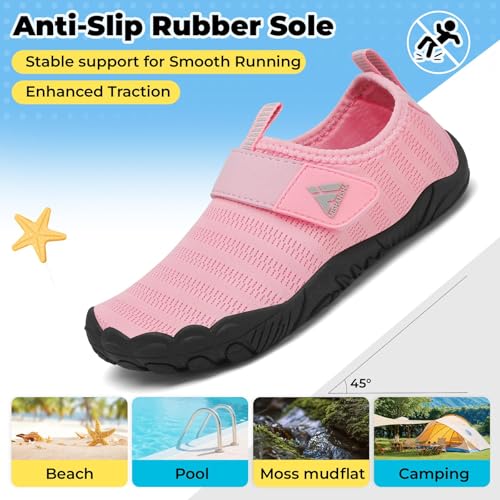 Image of Mishansha Kids Water Shoes Quick-Dry Wide Toe Box Non-Slip Barefoot Shoes Beach Pool Swim Shoes