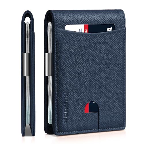 RUNBOX Wallet for Men RFID Blocking 11 Card Holder Minimalist Small Leather Bifold Men's Front Pocket Wallet Gift Box