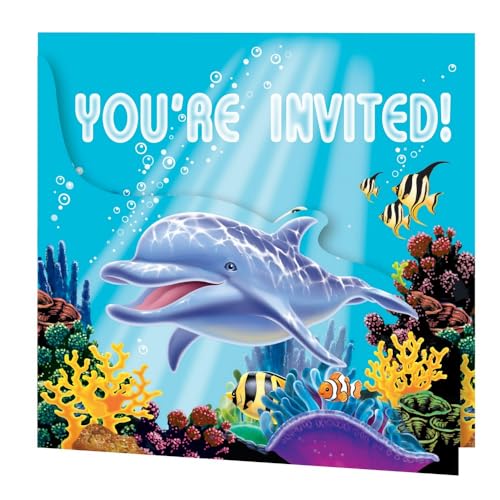 Creative Converting 895325 Ocean Party Foldover Invitation