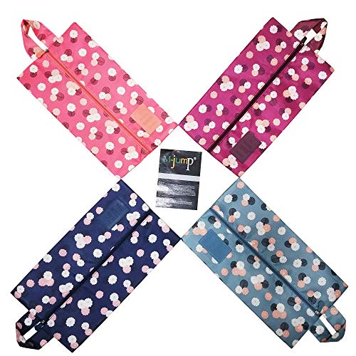 M-Jump 4 Pack Travel Essentials Shoe Bags For Travel Pack, 4 Colors Fashion Shoe Bags For Men & Women Shoe Storage Organizer With Zipper Closure, Travel Accessories Vacation,Luggage Organizer Portable Shoe Pouch With Handle #TOP5