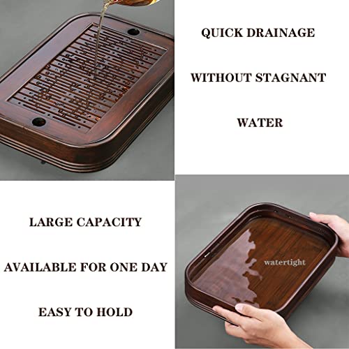Reservoir Type Bamboo Tea Tray Bamboo Chinese Gongfu Tea Tray Table Box With Water Storage For Kungfu Kung Fu Tea Set (Color : Brown, Size : 50 * 32 * 5.2Cm) #TOP3