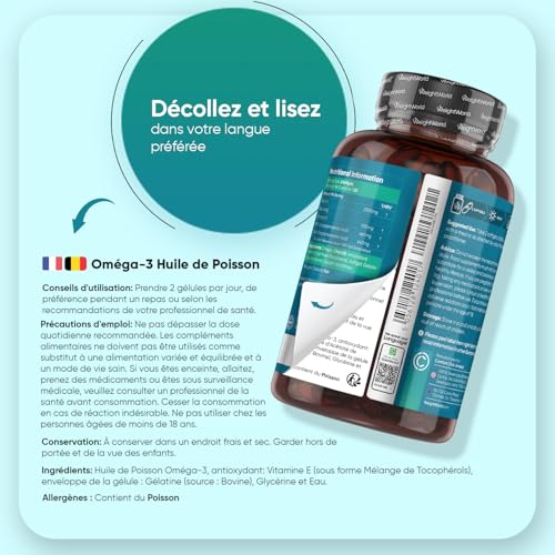 Oméga 3 Huile de Poisson Gélules 2000mg, 240 Gélules pour 4 Mois - avec EPA 660mg & DHA 440mg, Fish Oil Omega 3 sans Odeur, Selon l'EFSA, l'EPA et le DHA Contribuent au Fonctionnement Normal du Cœur – Image 6