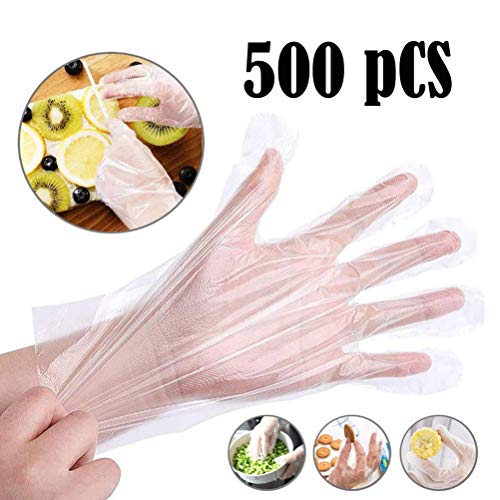 500PCS Disposable Clear Plastic Gloves - Plastic Disposable Food Prep Gloves,Disposable Polyethylene Work