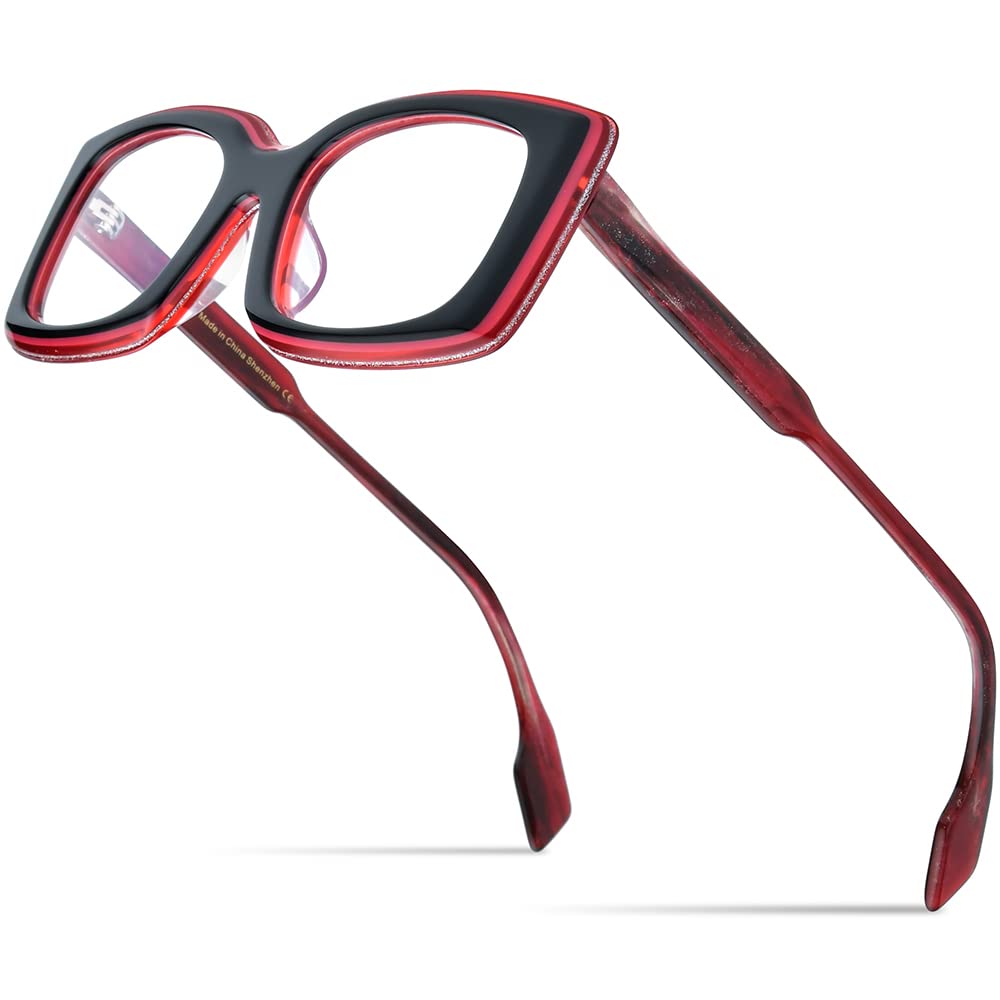 HEPIDEM Powder Acetate Glasses Frame Women Vintage Polygon Eyeglasses Optical Spectacles