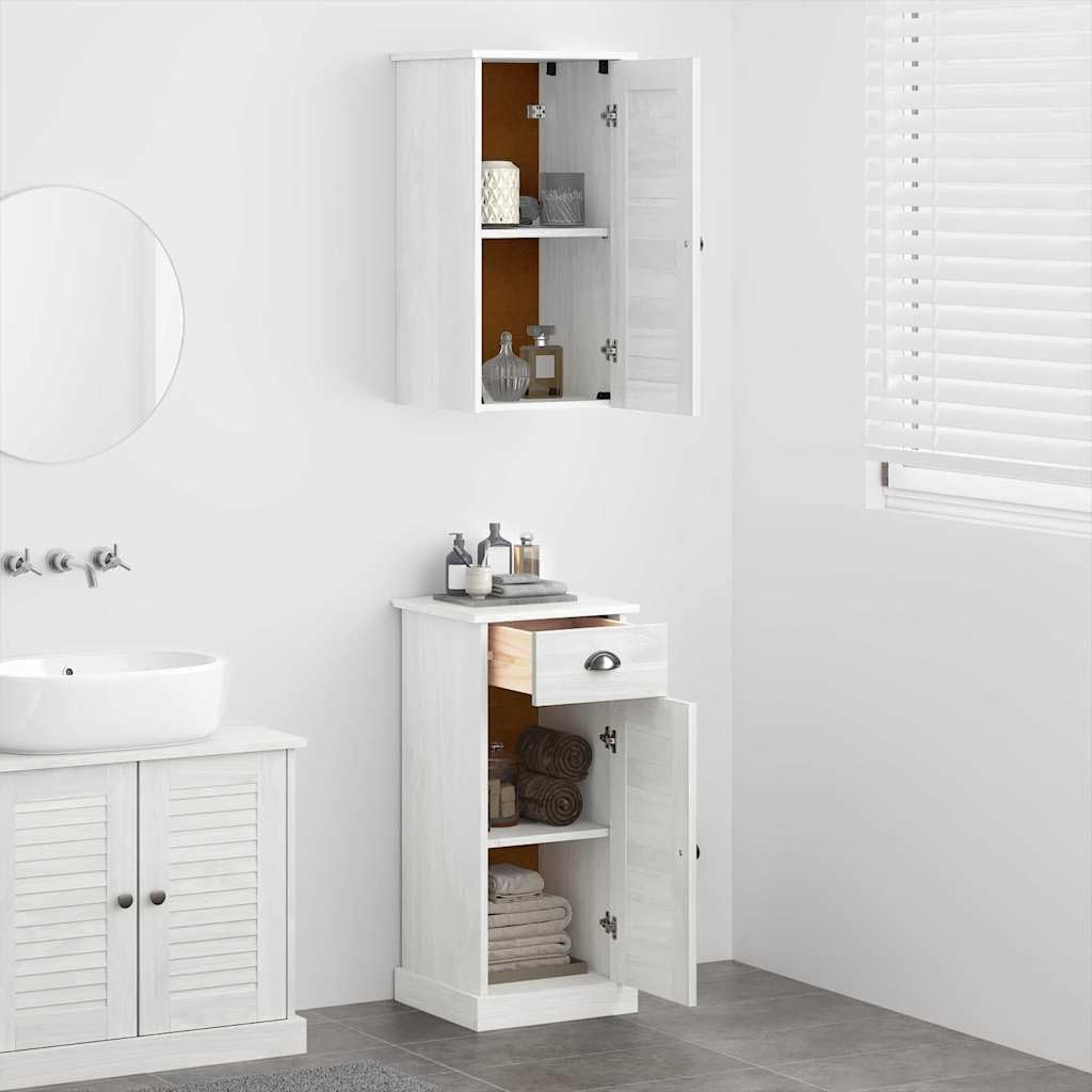 VIGO Juego de 2 armarios de baño, color blanco y blanco envejecido, 37 x 34 x 80 cm, armario de almacenamiento para baño, cocina, salón, pasillo