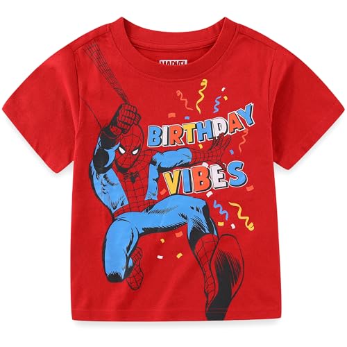 Marvel Spider-Man Birthday Boys Short Sleeve T-Shirt for Toddler and Big Kids Red